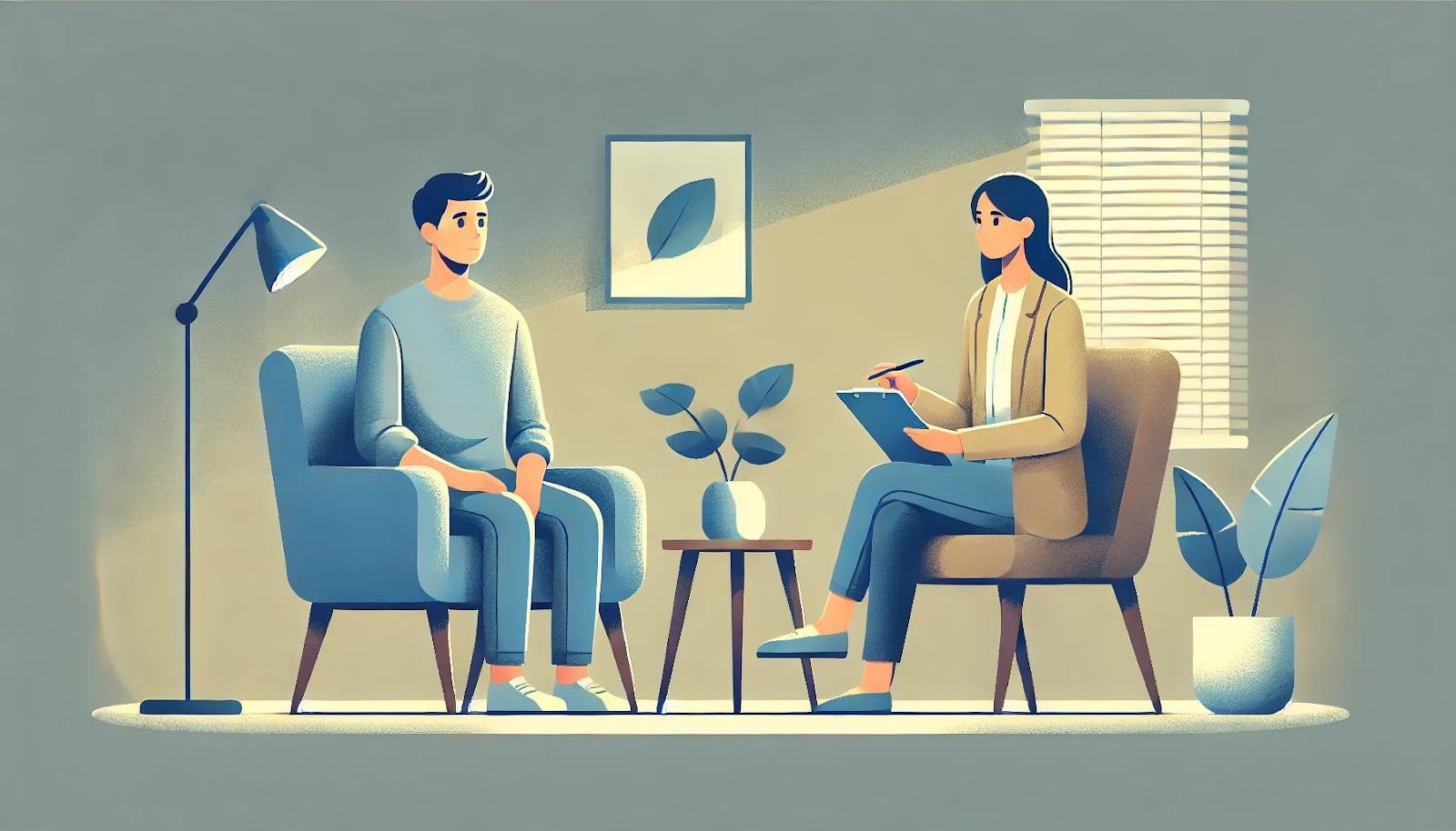 A therapist speaking with a patient.