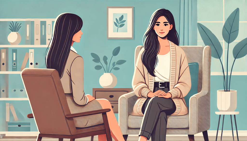 A consultation between a mental health specialist and an individual.